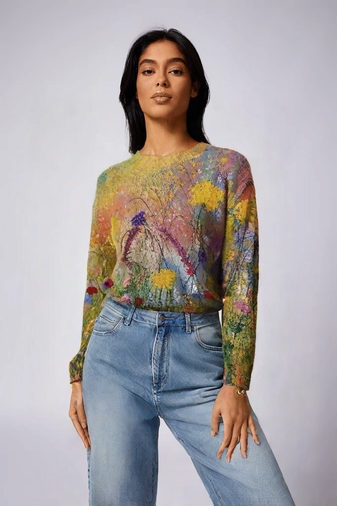 JADE® | Cosy Floral Art Jumper